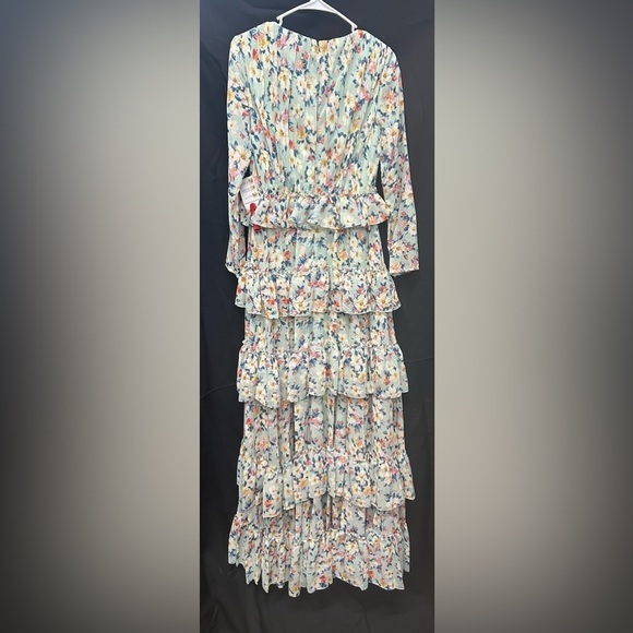 Mac Duggal 55664 NWOT FLORAL PRINTED TIERED RUFFLE LONG SLEEVE GOWN - Picture 7 of 7